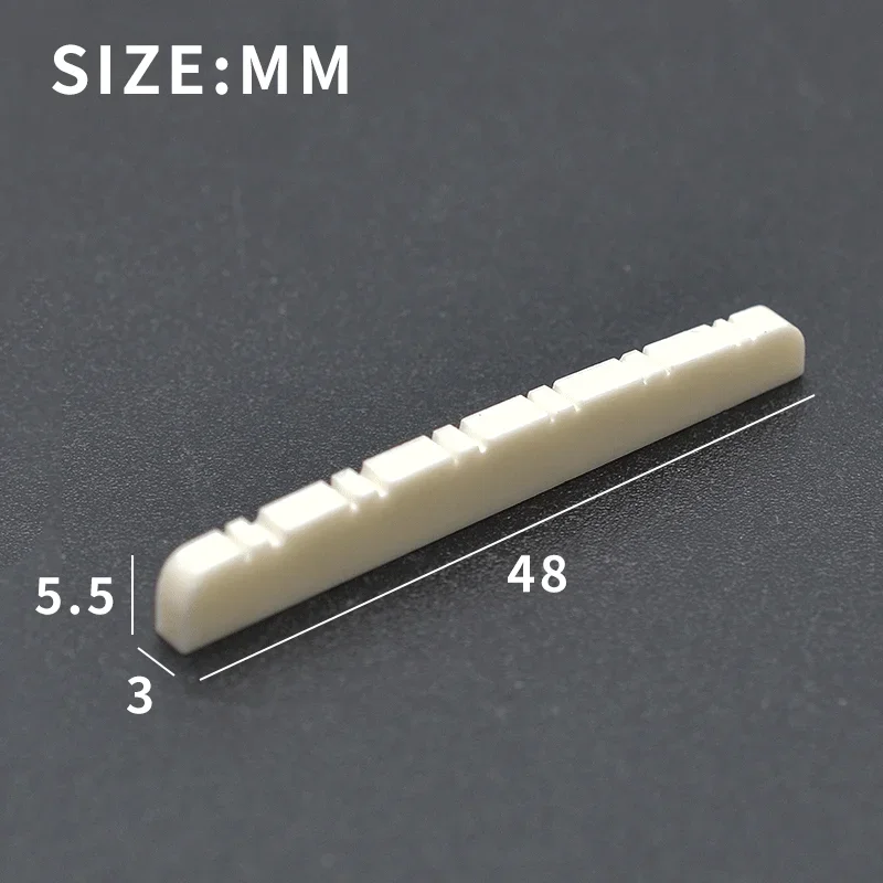 2 Stück geschlitzte 12-saitige Gitarren muttern mit echtem Knochen für E-Gitarre 43x6x8,5mm oder 48x3x5,5mm E-Gitarren-Gitarren zubehör