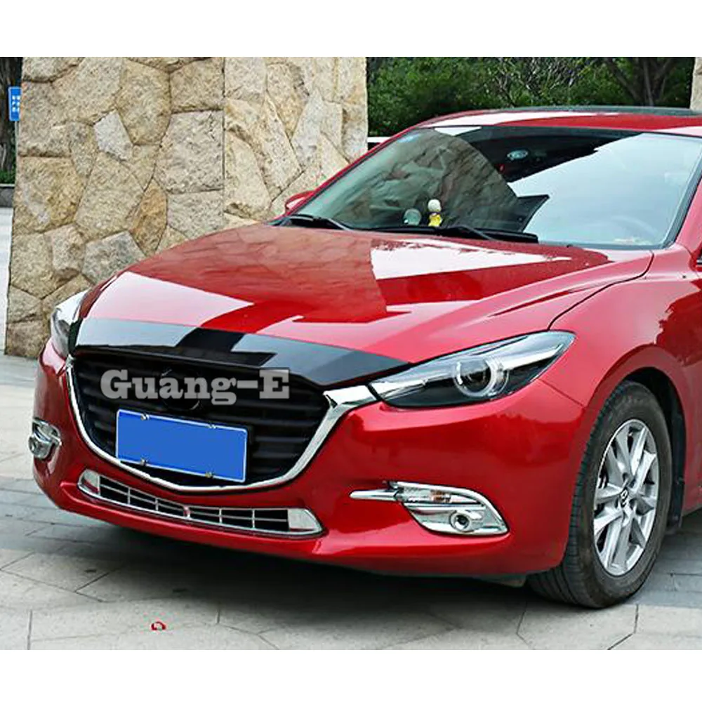 For Mazda 3 Axela M3 2014 2015 2016 2017 2018 2019 Car Cover Stick ABS Chrome Trim Front Bottom Racing Grid Grill Grille Frame