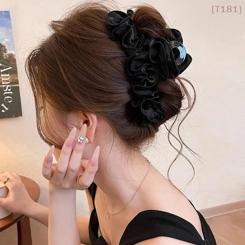 

[E] High-End Satin Pleated Clip Female High-End Shark Clip Hairpin Back Of The Head Hairpin Hair Accessories
