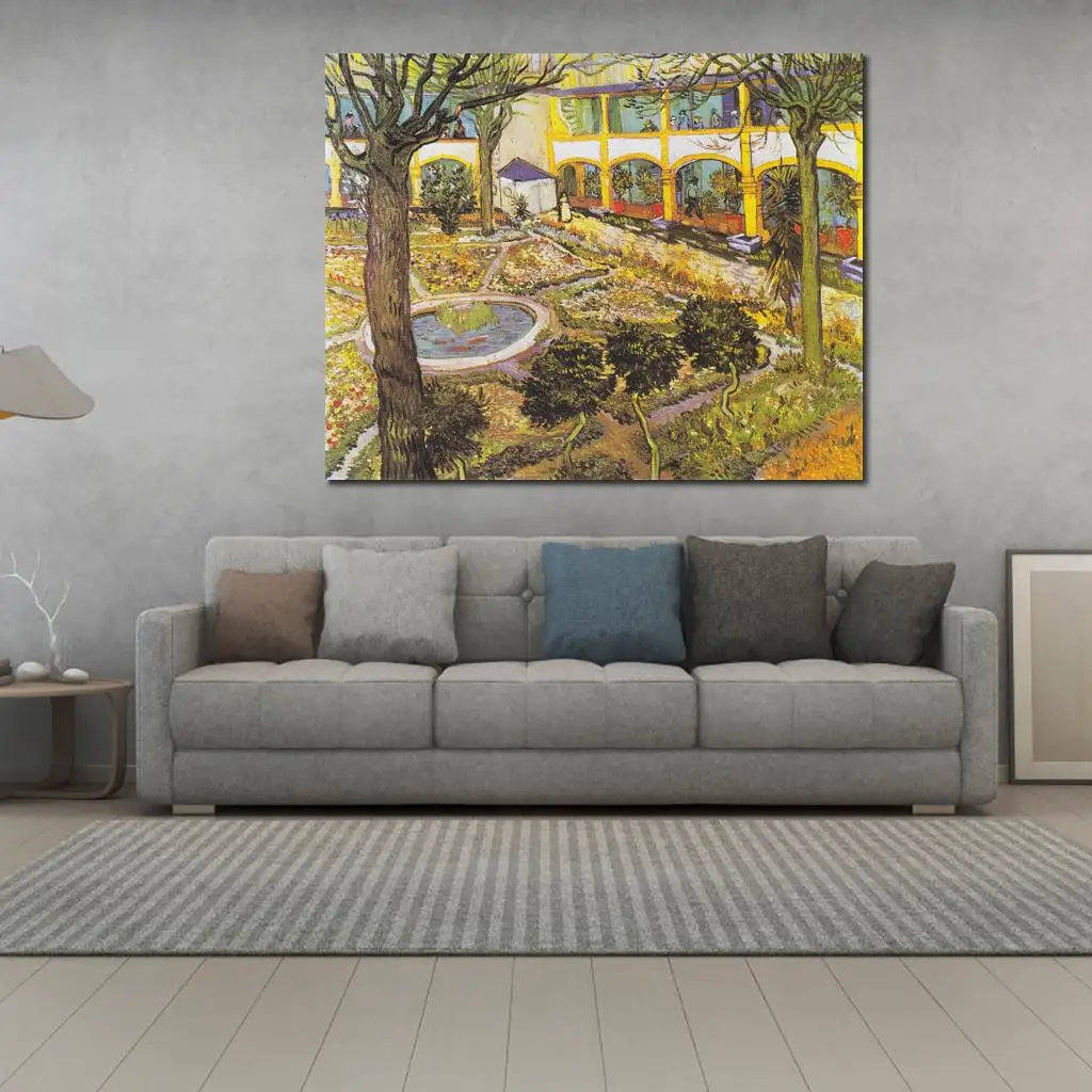 Vincent Van Gogh Paintings of The Asylum Garden at Arles Impressionism Art High Quality Hand Painted