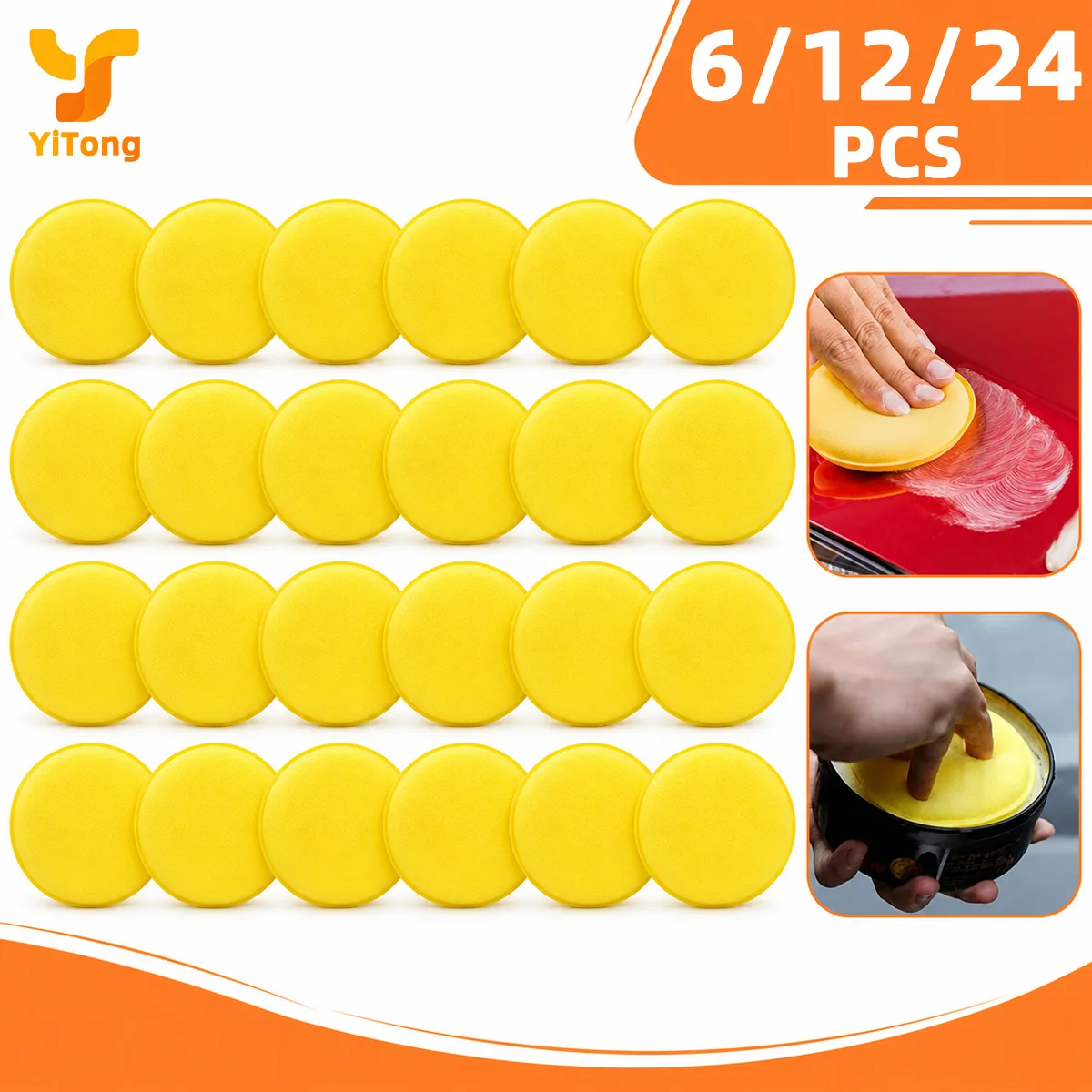 

Yitong 6/12/24PCS Car Sponge Pads Soft Absorbent Foam Polishing For Vehicle Paint Cleaning Detailing Auto Care Accessories
