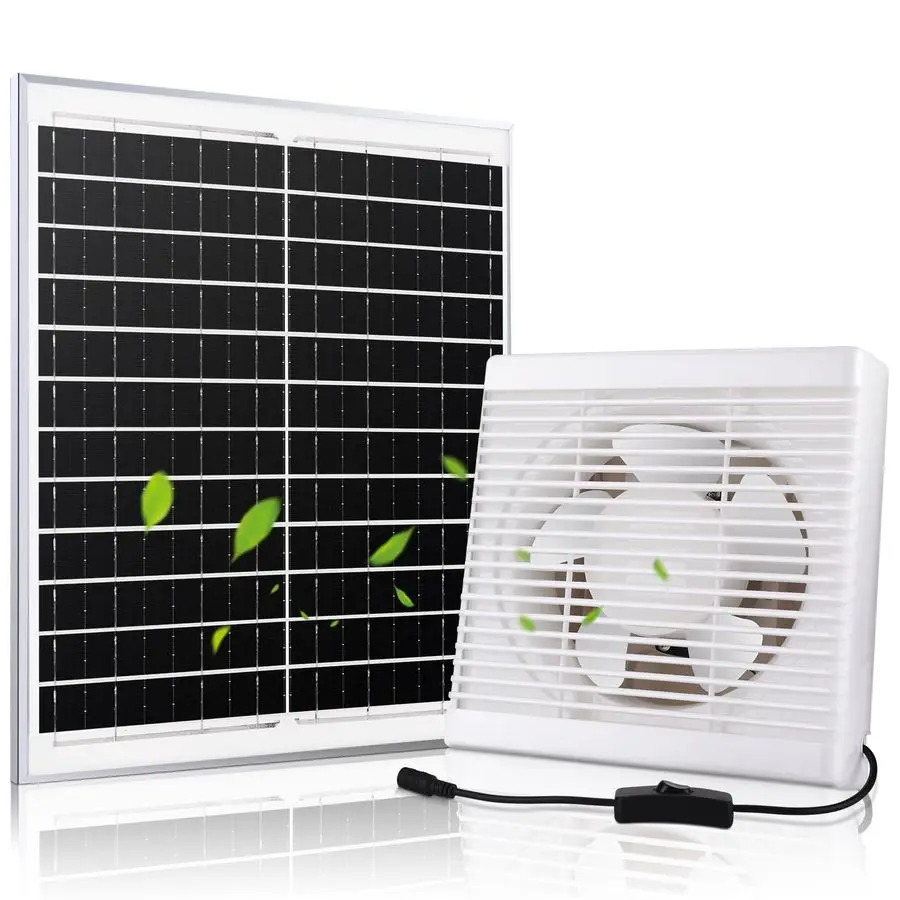

Солнечный вытяжной вентилятор с аккумулятором 66,6 Вт·ч, комплект перезаряжаемого вентилятора с солнечной батареей 25 Вт для наружного использования в теплицах и сарайах