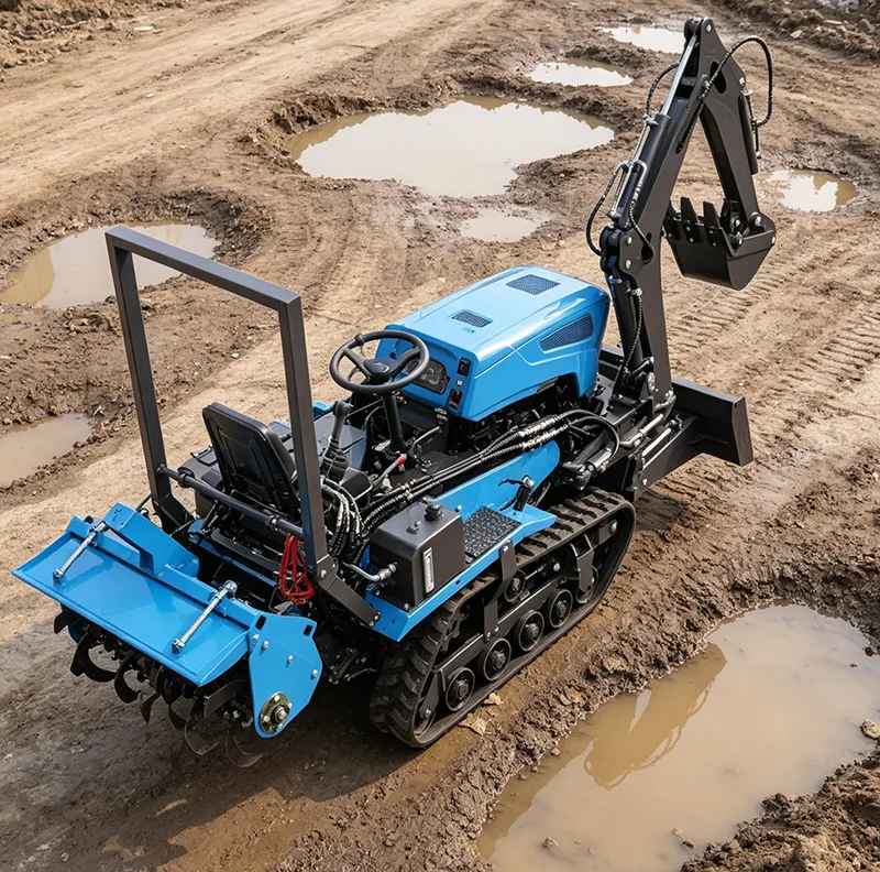 

Customized 35 HP Crawler Ploughing Machine, Upgraded Rotary Tiller, Ride-on All-terrain Cultivator