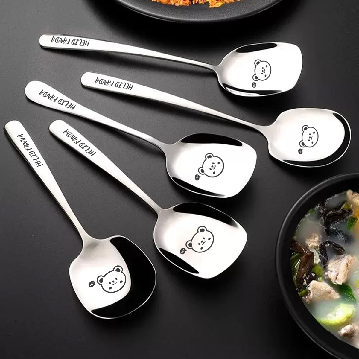 1/2 Stück Verdickter, langlebiger großer Löffel aus Edelstahl, wiederverwendbarer Suppenlöffel mit langem Griff, Servierlöffel für Restaurantküche und Tischgedeck