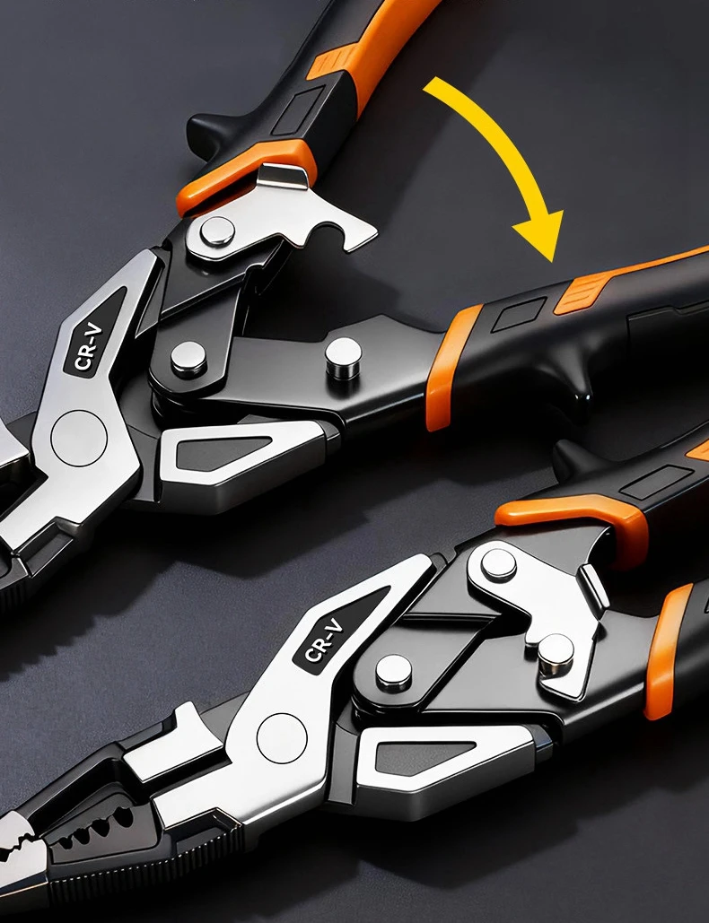 Universelle Multifunktionszange, Doppelhebel-Seitenschneider / Spitzzange, Drahtschneider, müheloser Elektriker-Abisolierer und Crimpzange – Detail 8