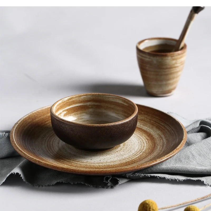 

керамическая посуда мелкий набор для еды одиночный круглый бытовой CN (Origin)