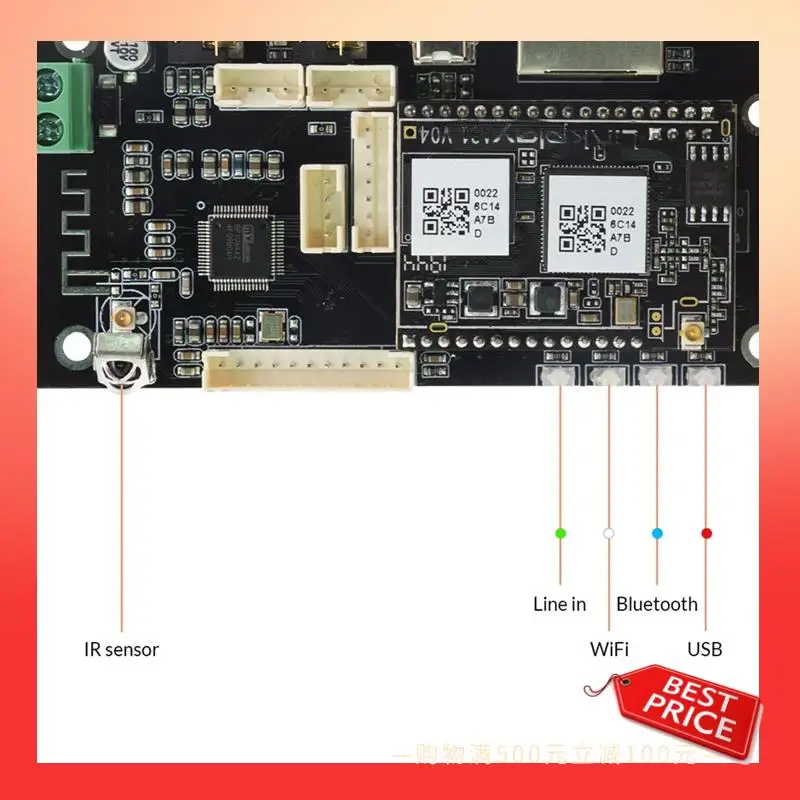 

ABNR Up2stream Pro V3 Wireless Audio Receiver Board Bluetooth Audio Recei Wireless Stereo Music Module Multiroom DIY WIFI Audio