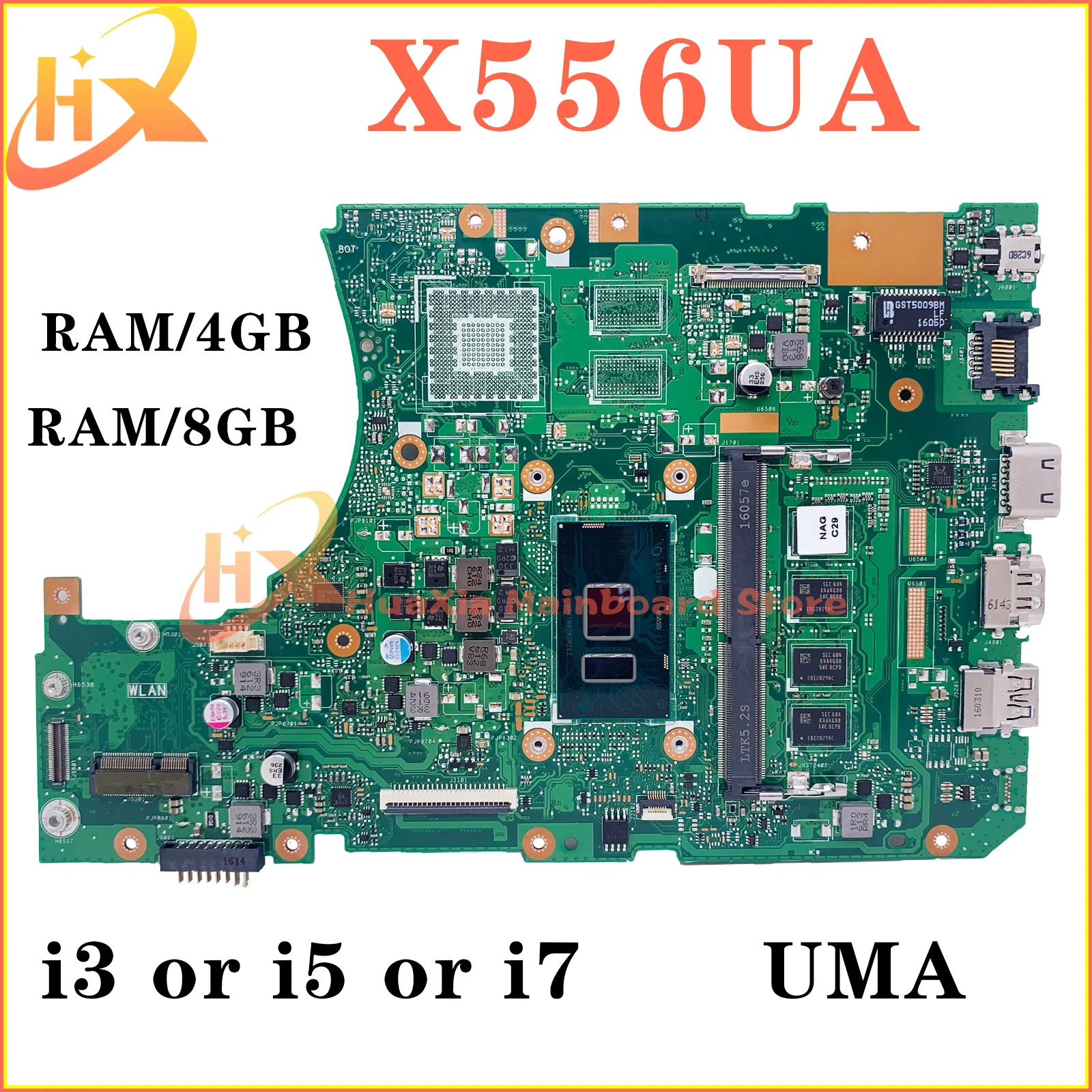 

Материнская плата X556U для ASUS X556UV X556UA X556UF X556UAM X556UJ X556UAK X556UQ X556URK, материнская плата для ноутбука i3 i5 i7 6,/7, 4 ГБ/8 ГБ