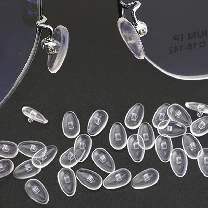 KAMMPT 5/10/20 Pairs Water Drop Shaped Elastic Nose Brackets Oval Transparent Screw-in Glasses Nose Pads for Eyewear Repairing