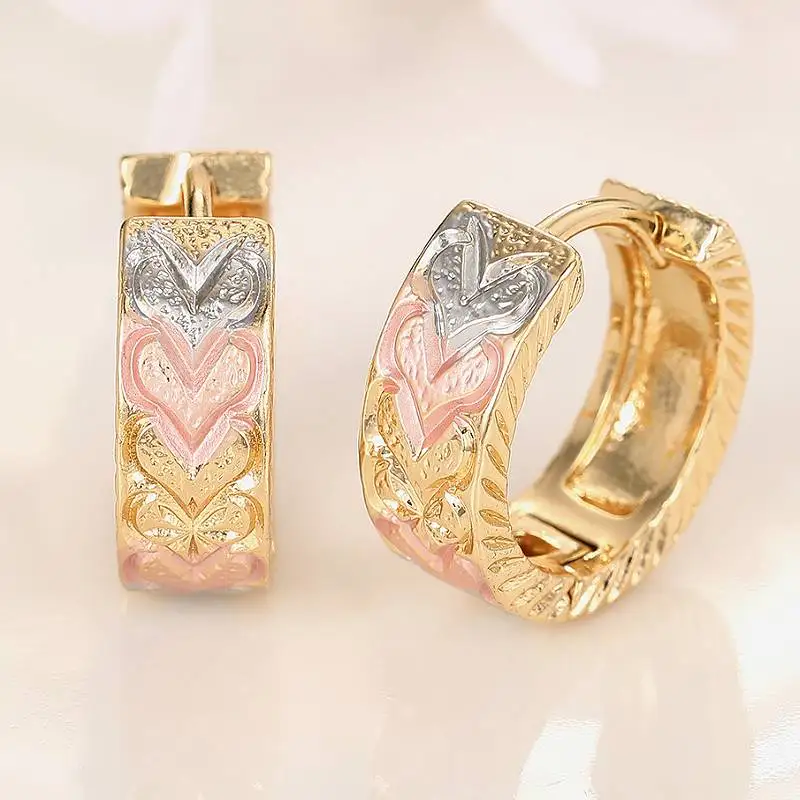 Huitan Dreifarbige Damen-Creolen aus Metall für Hochzeit, Verlobung, Luxus-Accessoires, Mode, Party, vielseitiger Alltagsschmuck