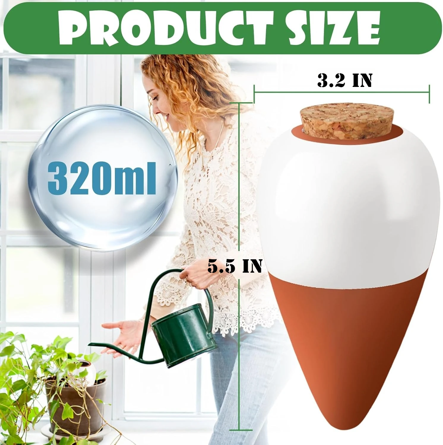 Terracotta Watering Spikes,Self Watering Globe, Slow Release Self Watering Planter Insert,Plant Watering Globe for Indoor Plants