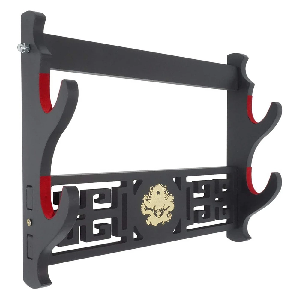 Suporte Espada Dragão Montagem De Parede De Veludo Suporte Katana Acolchoado Suporte Espada Samurai Display Rack 1/2/3/4 Camada