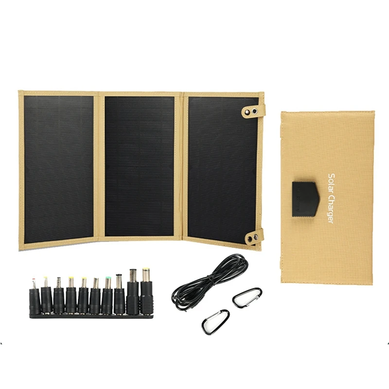 

30 Вт 18 В Складная солнечная панель Type-C USB Фотоэлектрическое зарядное устройство Открытый мобильный телефон Быстрая зарядка Мобильный внешний аккумулятор Прочный хаки