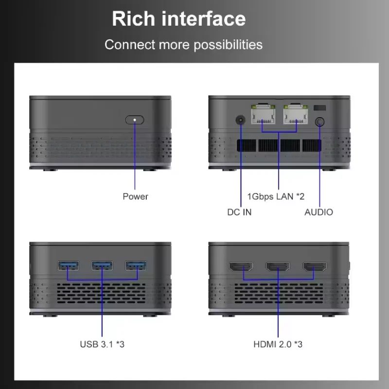 T9 PRO Intel Alder Lake-N100 Quad Core Mini PC Win 11 16G DDR5 1TB SSD Dual Gigabit Ports 4K Triple Output Desktop Convenient pc