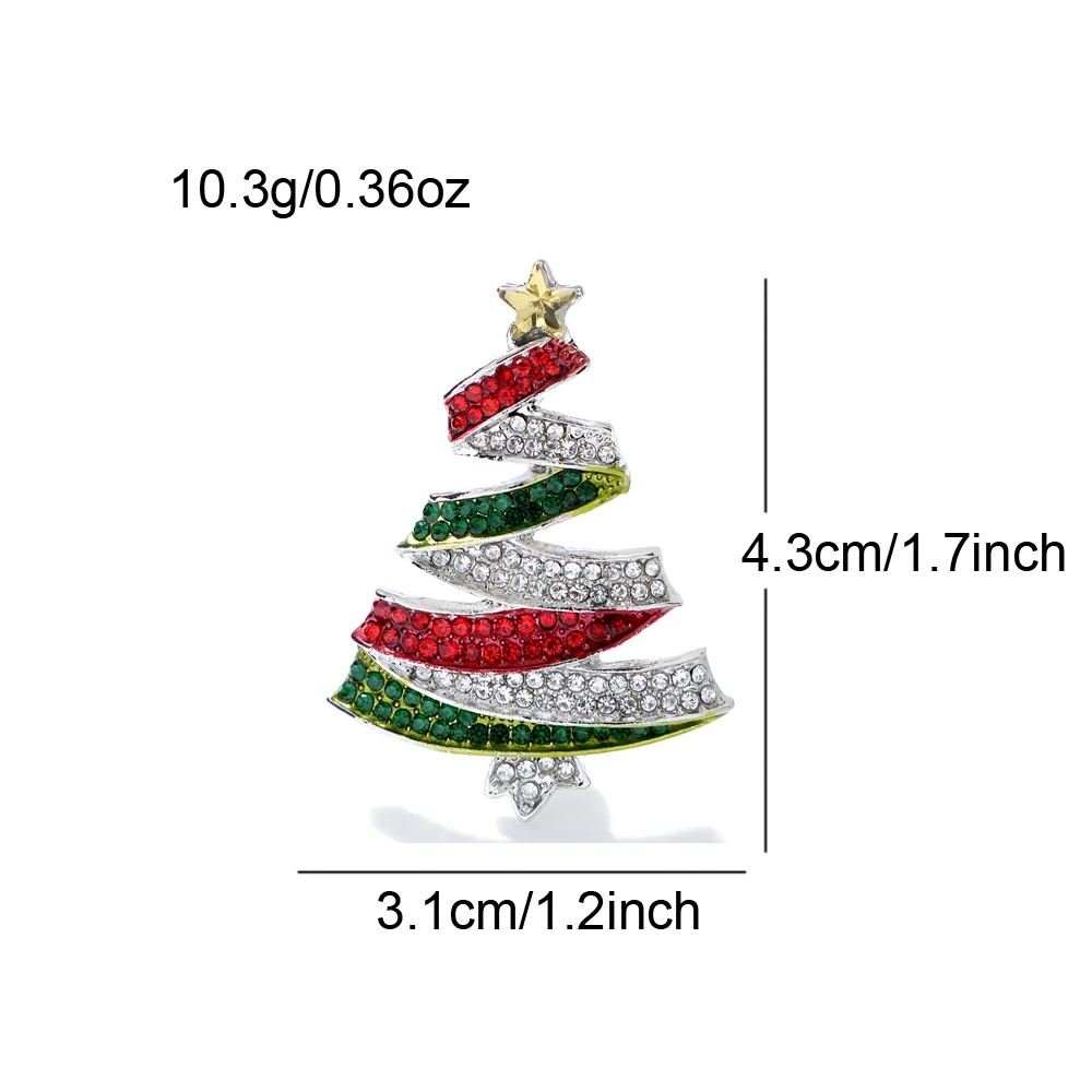 CINDY XIANG Red And Green Rhinestone Christmas Tree Brooch Winter Design Festival Pins Unisex Party Accessories High Quality