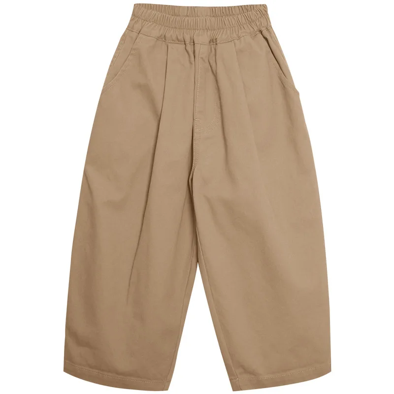 2025 Spring Kids Pants Korean Style Children's Solid Color Casual Pants Boys Cotton Loose Trousers