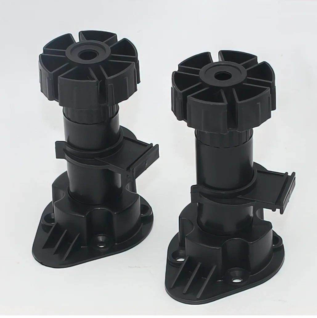 4 Pcs/set Plastic Black Cabinet Leveler Legs Adjustable Furniture Legs Adjusts from 100mm to 120mm for Furniture Cabinets