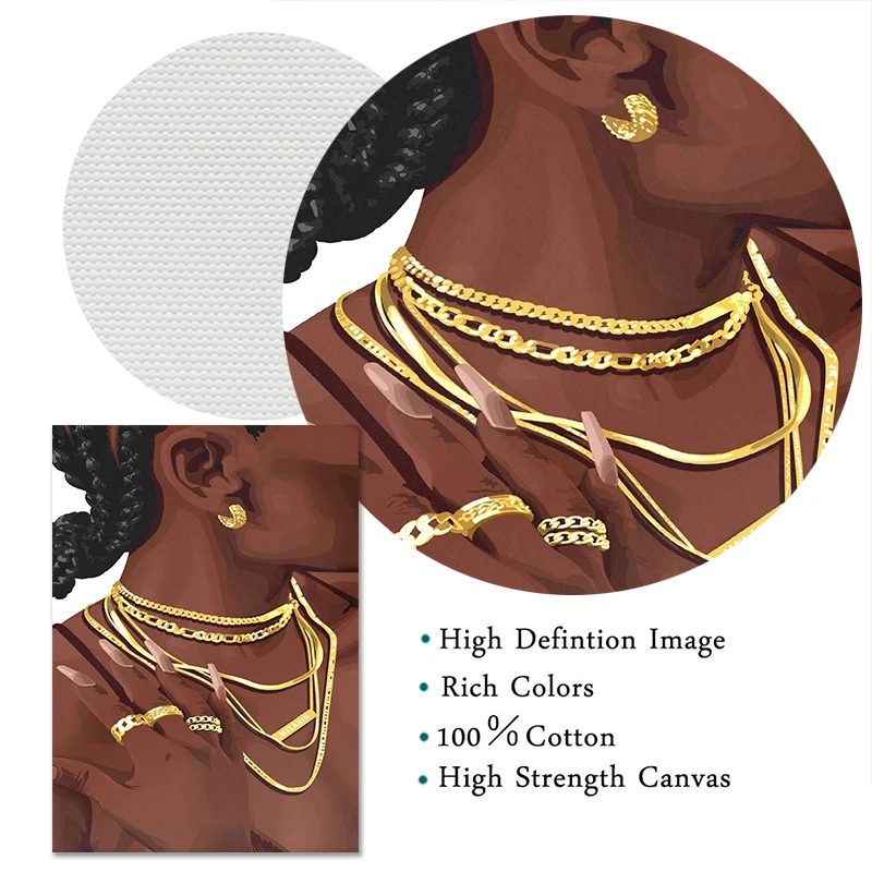 الحديثة الأفريقية السوداء الإناث صورة مسمار الشفاه الملصقات الشكل الفن قماش اللوحة والمطبوعات صور فنية للجدران ديكور غرفة المنزل #6