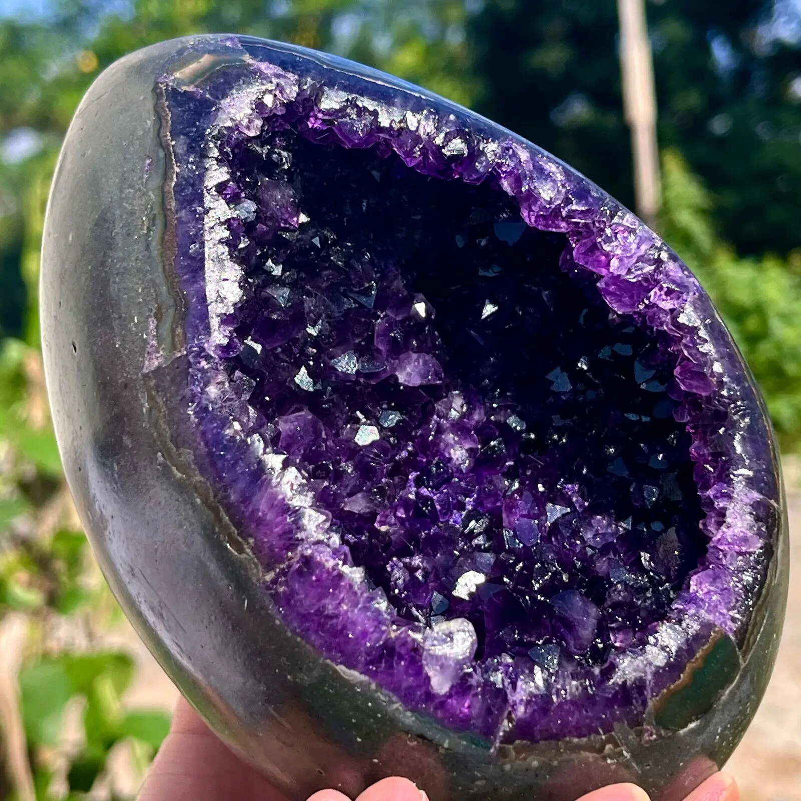 Stunning Natural Amethyst Cluster Dinosaur Egg Quartz Crystal Mine Cave Specimen Reiki Healing Fortune Home Office Decoration