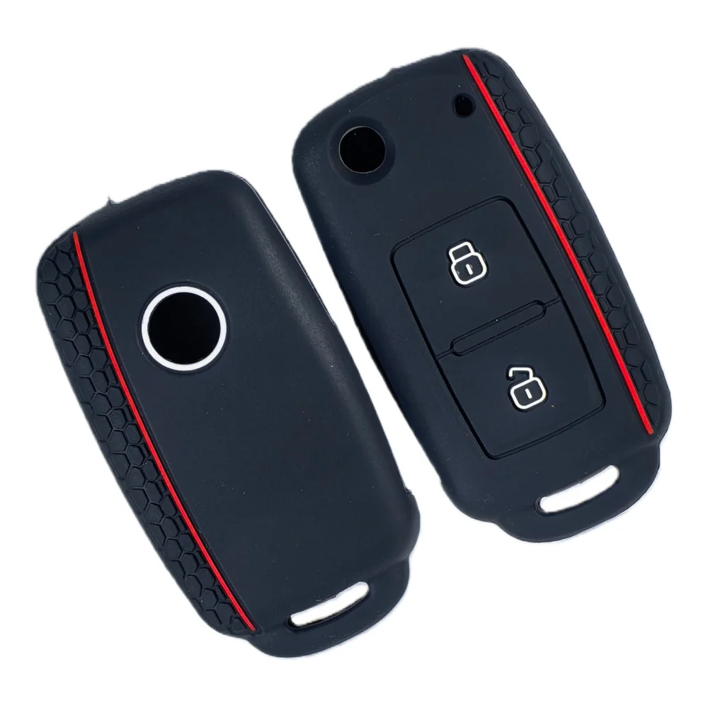 Carcasa de silicona para mando a distancia de coche, 2 botones, caja de llaves para Volkswagen Polo Passat B5 Golf 4 5 6 MK5 MK6 Eos Bora Beetle TSI
