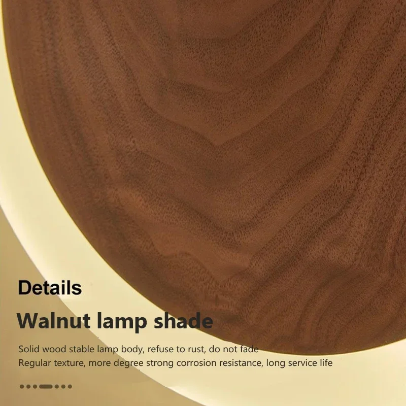 Nordic Creative LED Walnut Wall Lamp, Luminária para sala de estar, Quarto, Candeeiro de cabeceira, Hotel, Hallway Lustre, HomeDecor