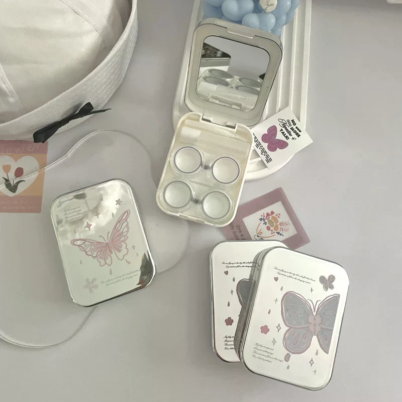 Two Pack Contact Lens Case Portable Mini Contact Lens Box Container Soak Storage Kit