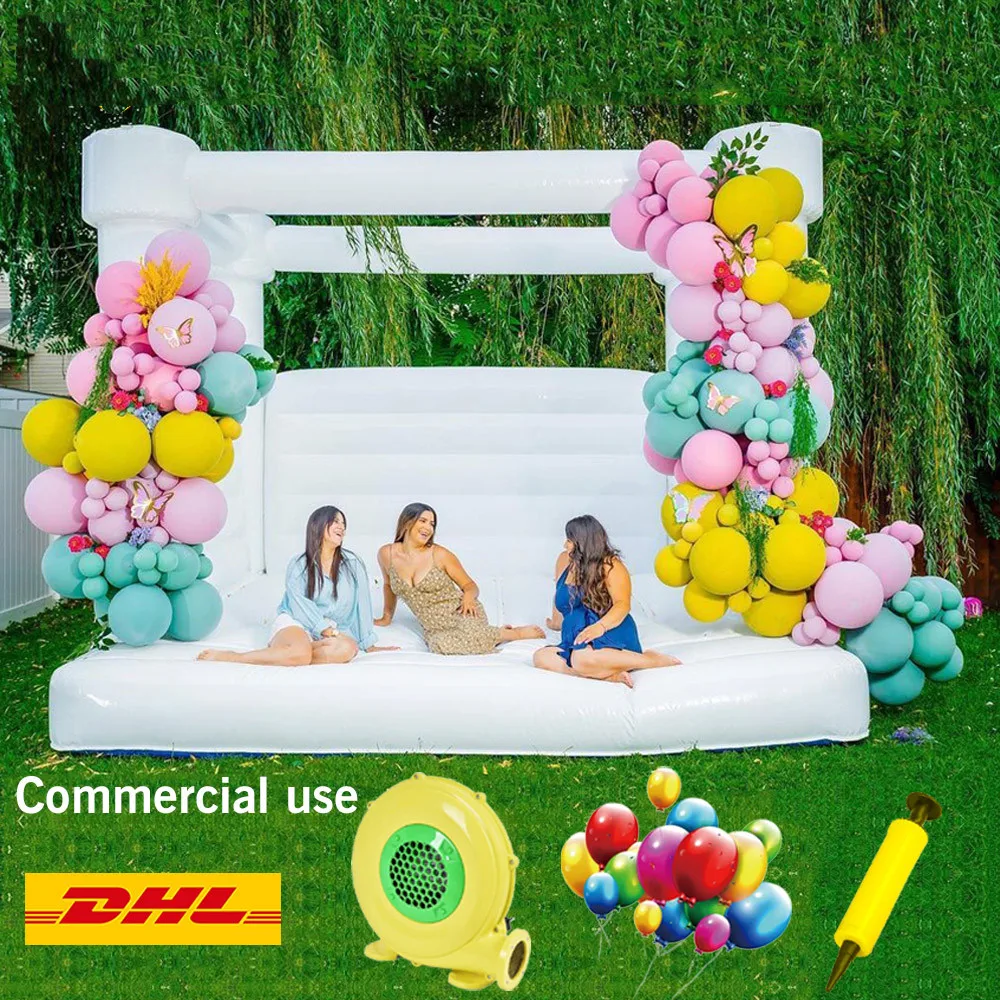 

Горячая распродажа: Белый надувной батут-замок для вечеринок, роскошный полностью белый надувной батут для прыжков