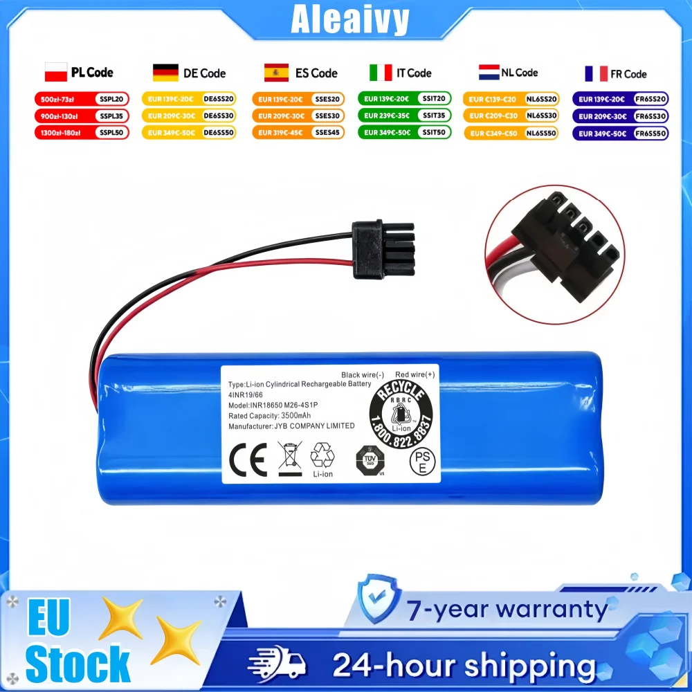 3500mAh STYTJ02YM Akku für Xiaomi Mop Pro P/2S S12 Yunmi MVVC01 Haier JX37 Wyze WVCR200S Conga 3290 3390 Roboter-Staubsauger