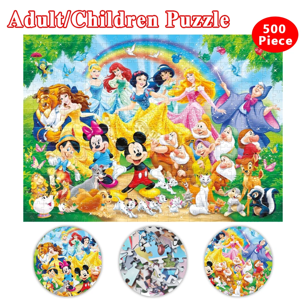 Disney Party Jigsaw Puzzles Mickey Mouse Cartoon Puzzles Disney Princess Cardboard Puzzle Educational Toys Hobbies Children Gift