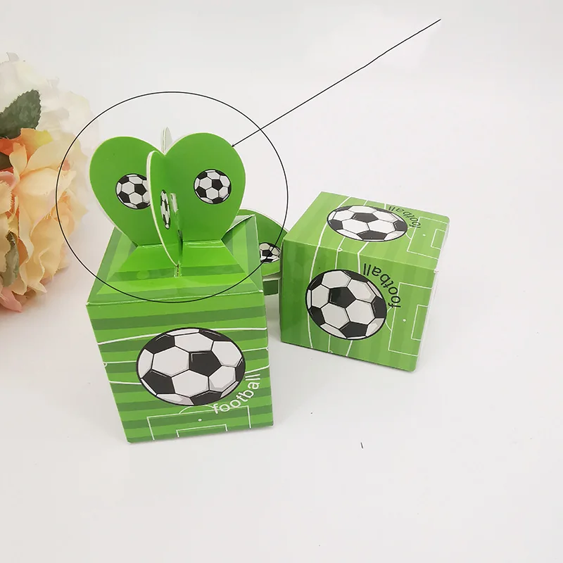25/50Pcs Mini Green Football Field Candy Box Cartoon Kids Birthday Favor Gift Boxes Packaging Bag Baby Shower Party Decoration