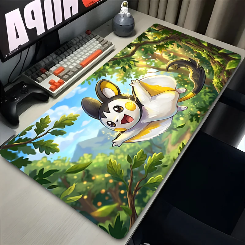 Kawaii Emolga Large Mouse Pad XXL Pc Gamer Cabinet Keyboard Mouse Mat Gaming P-Pokemon Rubber Mousepad Desk Accessories