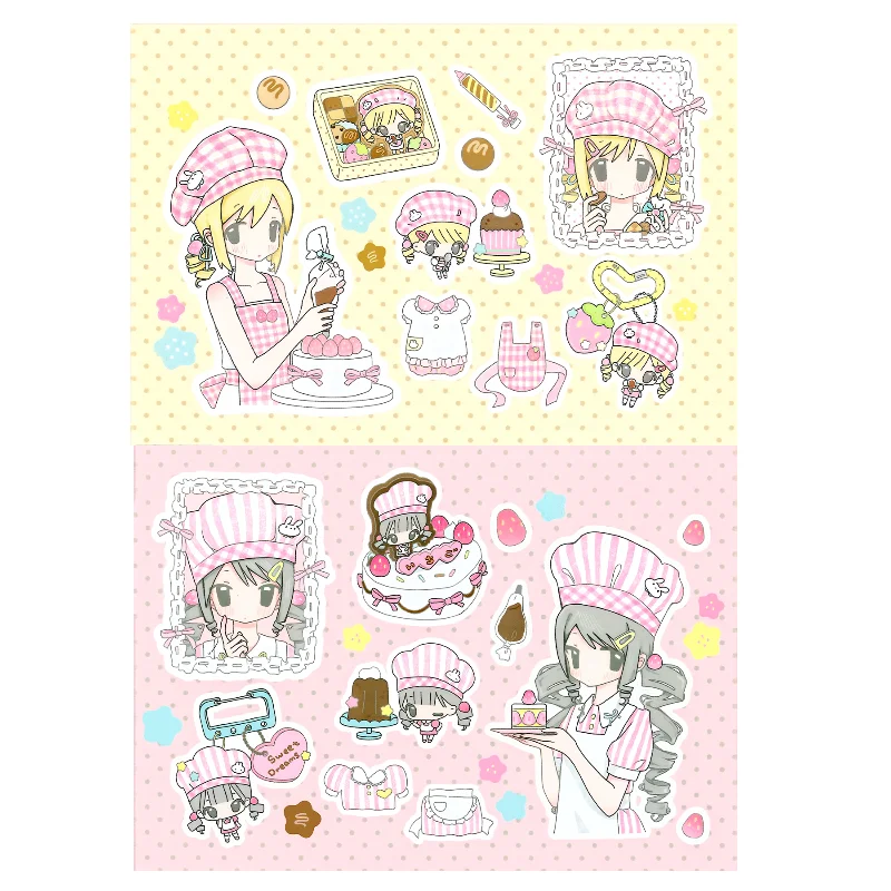 

Набор милых кавайных наклеек «Девочка-кондитер» для скрапбукинга, ведения дневника, декора своими руками, наклейки в аниме-стиле с милой тематикой