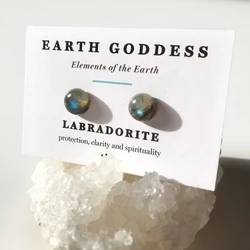 Labradorite Stud Earrings- Crystal Earrings- Protection Jewellery- Gift for Her- Gemstone Jewellery- Girlfriend Gift