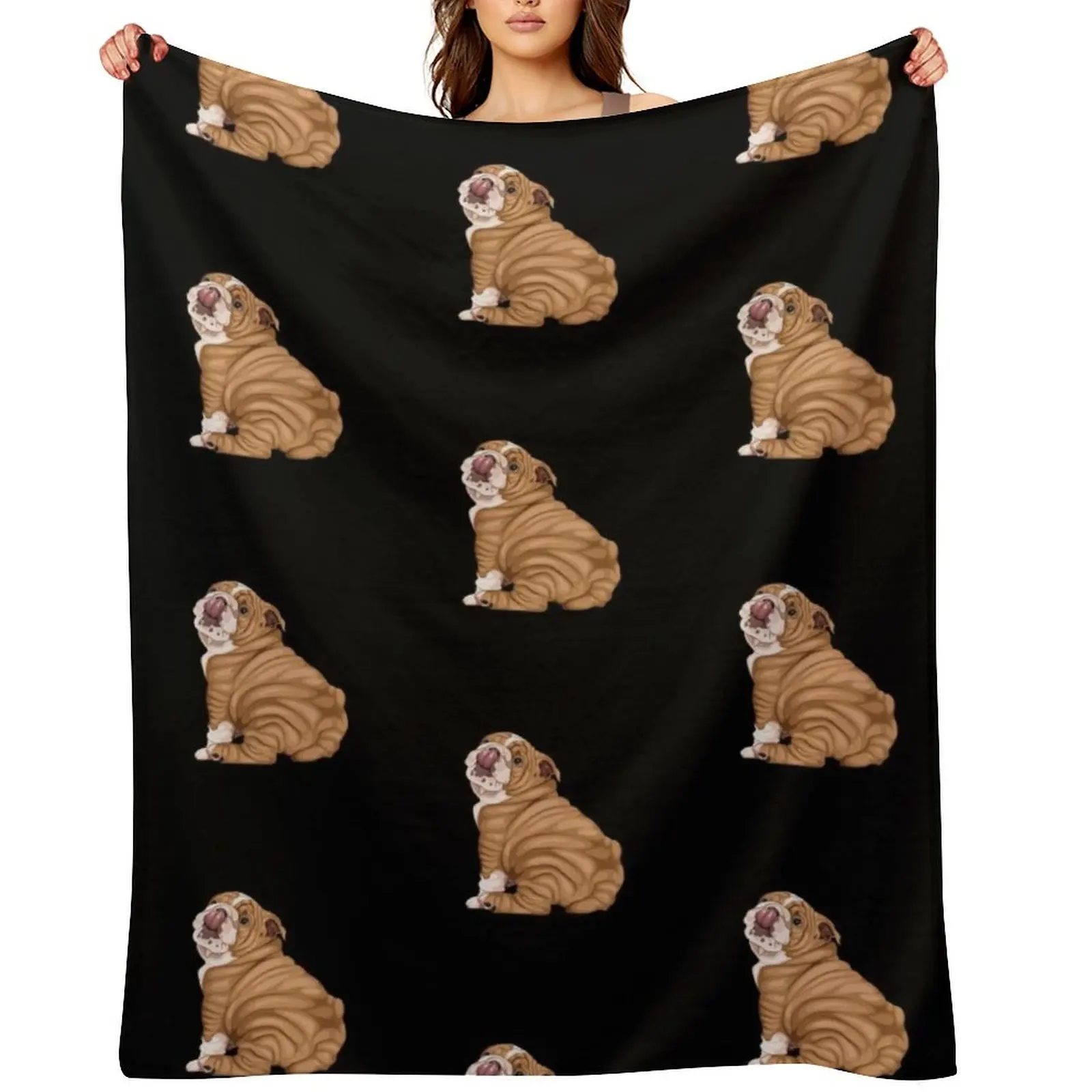 

English Bulldog Throw Blanket Tourist halloween for sofa Soft Plush Plaid Blankets