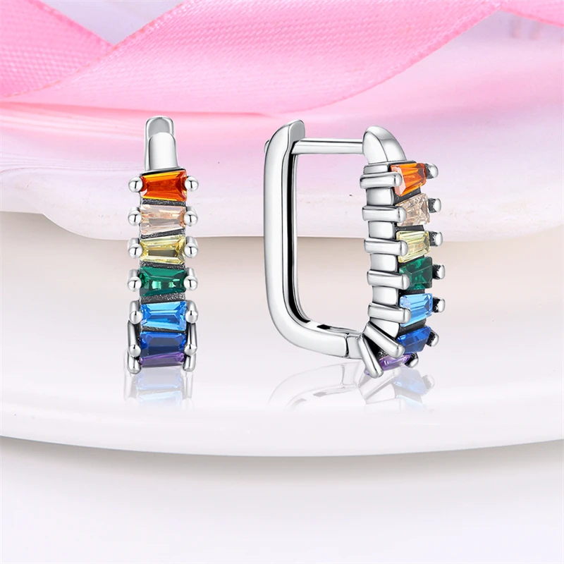 925 Sterling Silver Inner Hoop Earrings Ocean Shell Four Leaf Clover Pendant Earrings Original Women's Party Jewelry Gift