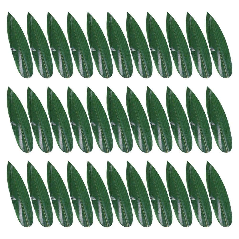 

100 Pcs Sushi Bamboo Leaves Fake for Dish Sashimi Decorative Leaf Plate Adorn Japanese Train Artificial Food Mat