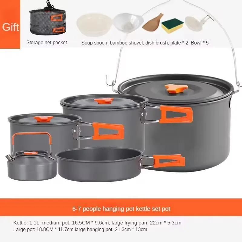 

Outdoor cookware set, portable camping cookware set, three piece kettle set, camping specific pot, card stove set