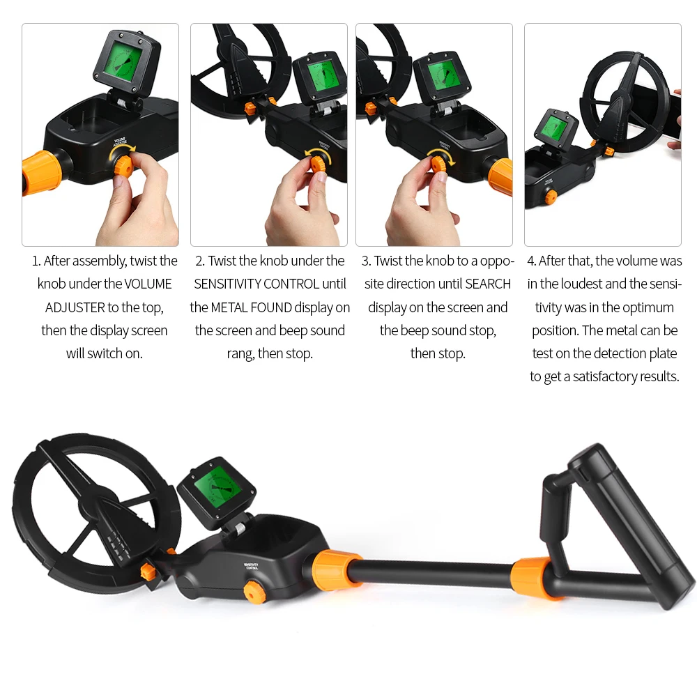 كاشف المعادن تحت الأرض للكشف عن الذهب كاشف الكنز هنتر الباحث عن الدائرة المعدنية مع أداة اختبار المجرفة #3