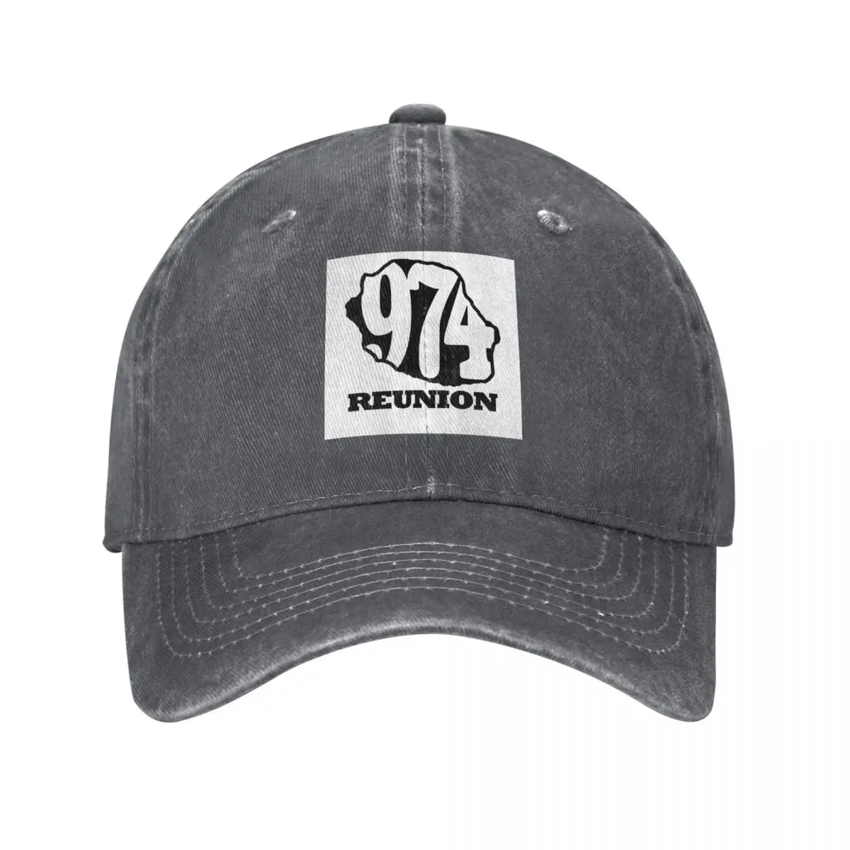 974 Reunion Island Flag (9) Baseball Caps Snapback Washed Denim Hats OutdoorStreetwear Baseball Cowboy Hat for Men Women