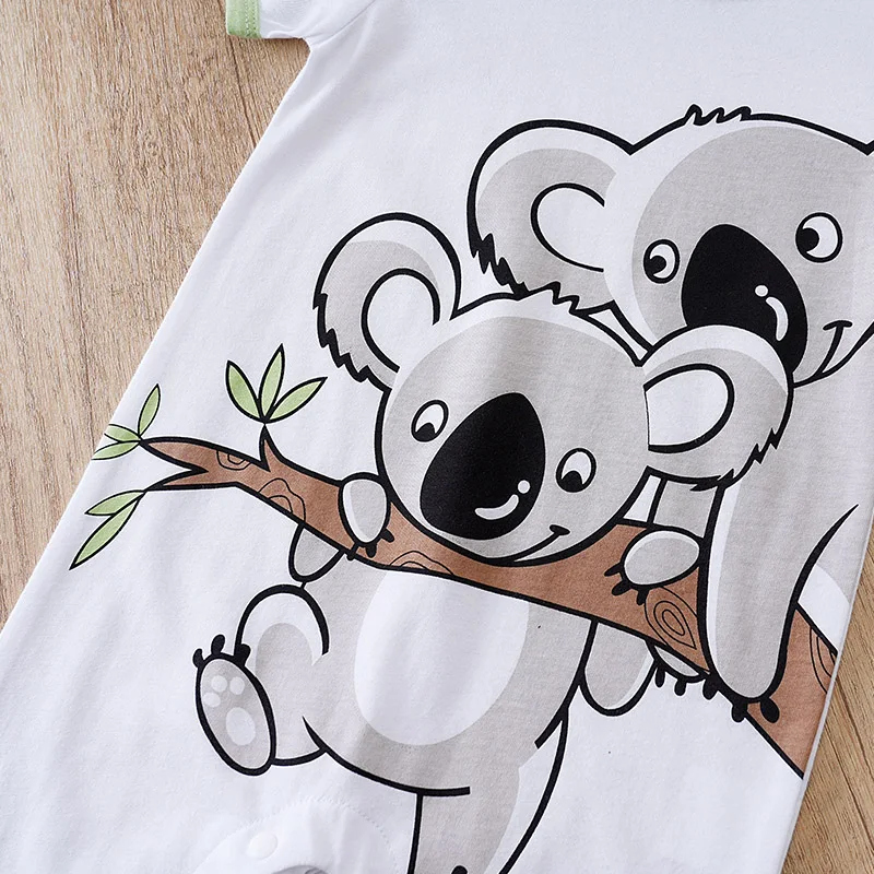 Boys And Girls Baby Jumpsuit Cute Cartoon Koala Pure Cotton Crawling Suit Comfortable Summer Baby Short Sleeved Jumpsuit