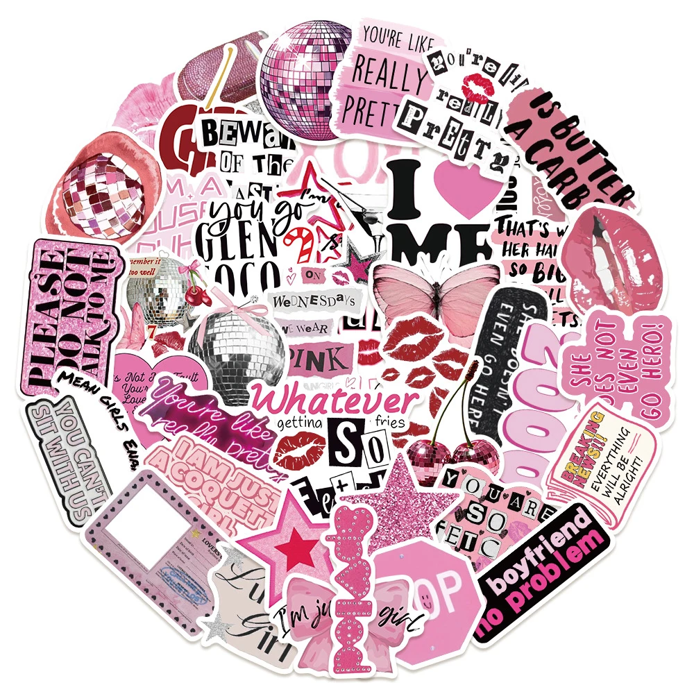 10/30/50pcs INS Stile Rosa Y2K Ragazza Serie Adesivi Retro Estetica Decalcomanie Decorazione Telefono Bagagli Notebook Carino pacchetto di adesivi
