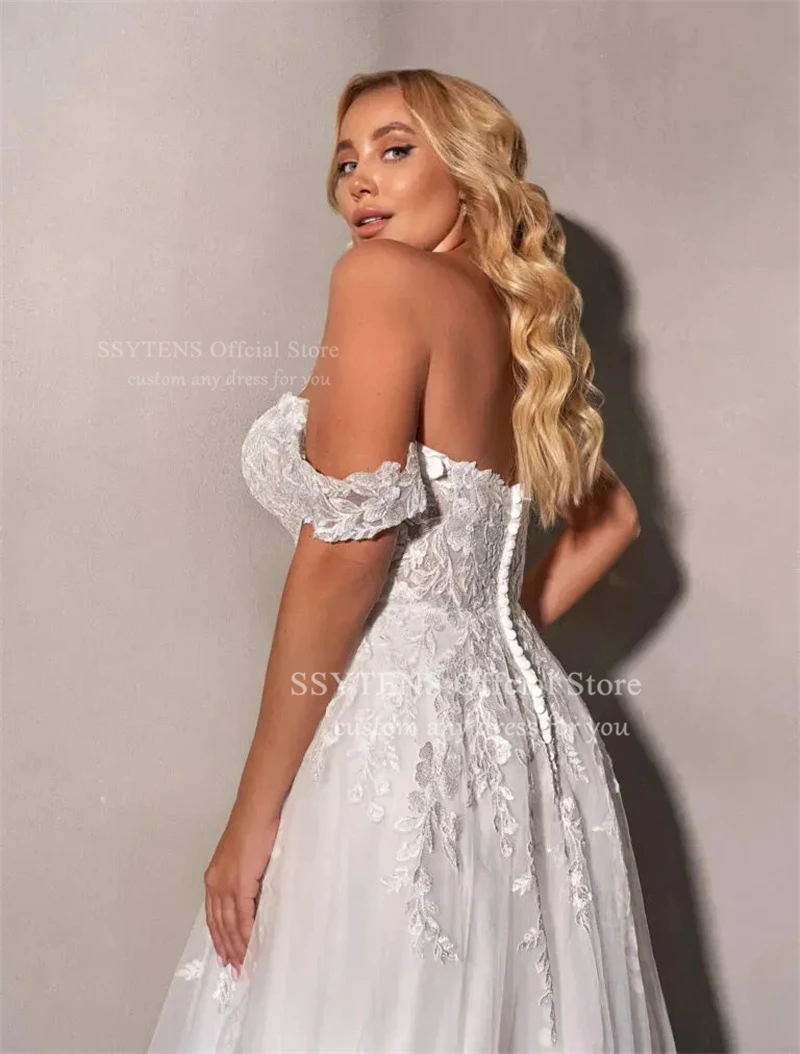 SSYTENS A-line Appliques Abiti da sposa Sweetheart Tulle con spalle scoperte Abito da sposa Donna Abiti da sposa Robe De Mairee Personalizzato