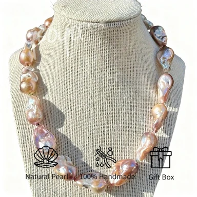 

MYSOYA 25-28 мм фиолетовое ожерелье из пресноводного жемчуга в стиле барокко с подарочной коробкой идеальный подарок на свадьбу, день рождения, Рождество, Новый год