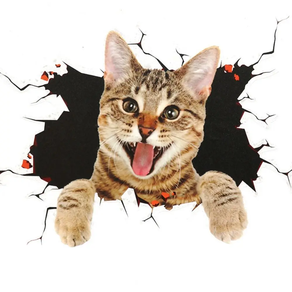 3D Cat Simulation Cats Car Sticker Universal PVC Cat in The Crack Sticker Funny Waterproof PVC Car Sticker Car Decal