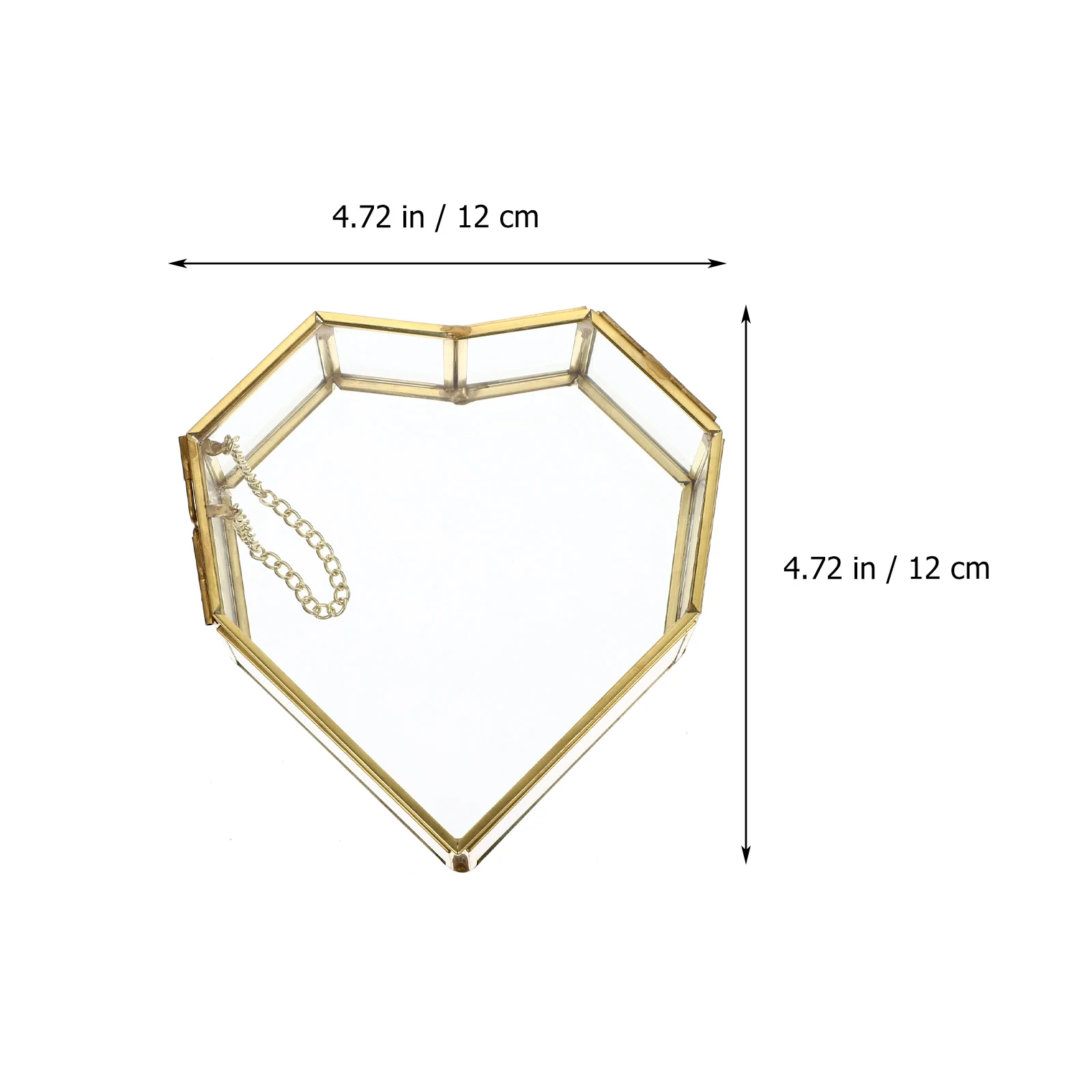 

Heart Shaped Glass Jewelry Box Gold Copper Clear Display Wedding Keepsake Valentine Day Gift Easy Clean Damp Cloth