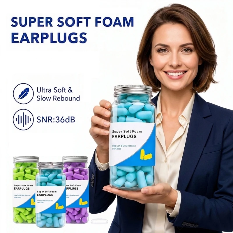30/60 Pairs Foam Earplugs, 36dB Noise Reduction Ear Plugs, Soft Noise Cancelling Foam Earplugs for Sleeping,Working,Travel,study
