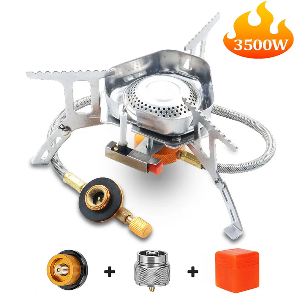 3500W Camping Gas Stove Windproof Outdoor Gas Burner Portable Folding Split Tourist Equipment For Cooking Hiking