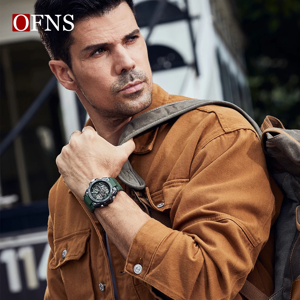 OFNS Top Brand Men\'s Watches 5ATM Waterproof Luxury G Style Sport Military Wristwatch Quartz Watch for Men LED Digital Clock