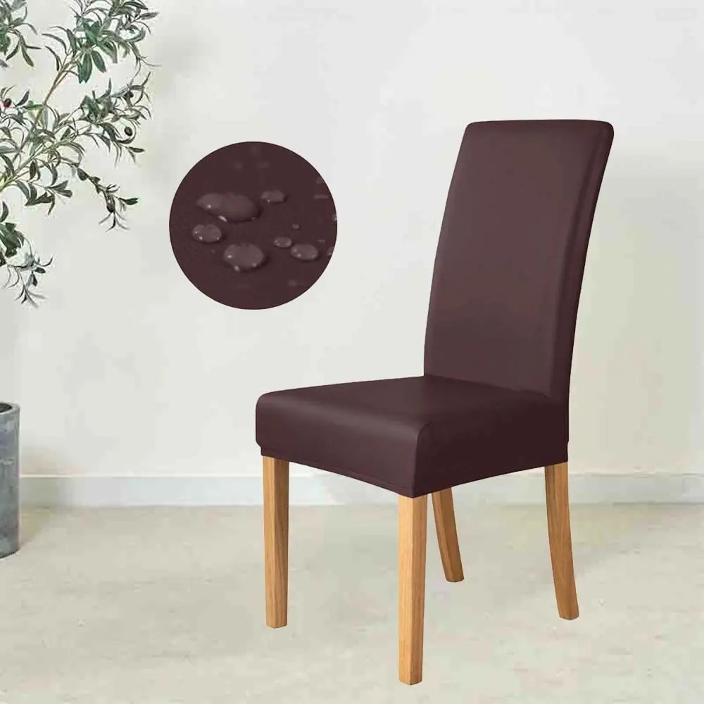 Elastic PU Chair Cover Waterproof All-wrap Solid Color Seat Protection Anti-dirty Dust Proof Wear for Chairs Friends Party