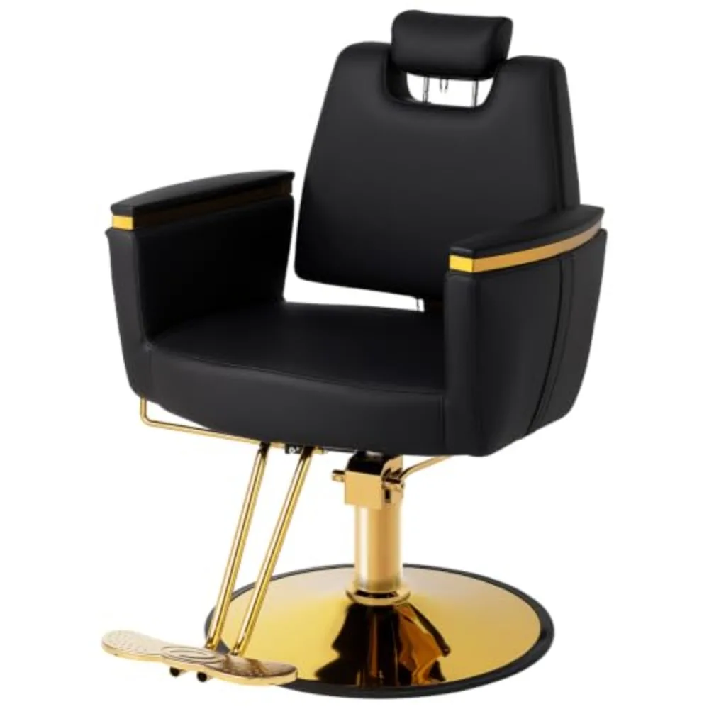 All Purpose Salon Chair with Headrest, Hydraulic Barber Chair Heavy Duty Reclining for Shampoo Makeup Threading Waxing